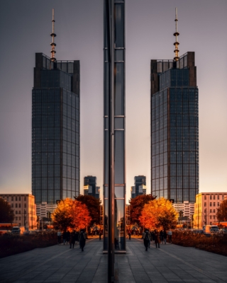 the view of the modern city centre of Warsaw